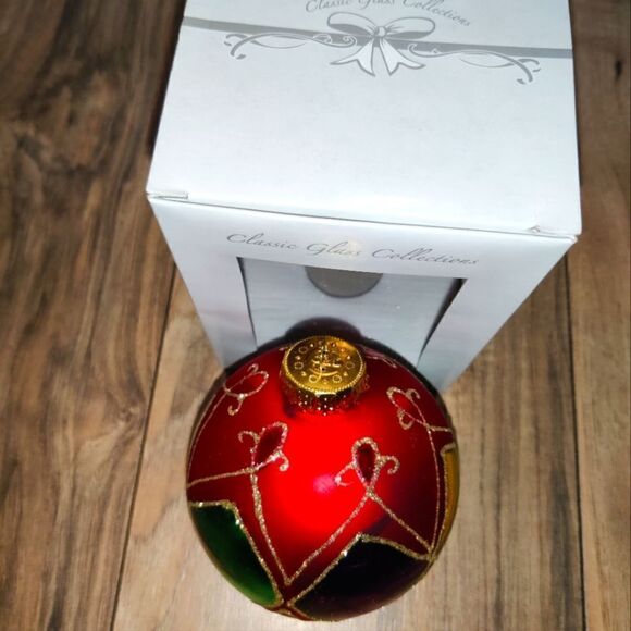 Classic Glass Collections Round Sphere Large Multicolor Glass Ornament 3½in - Picture 2 of 5